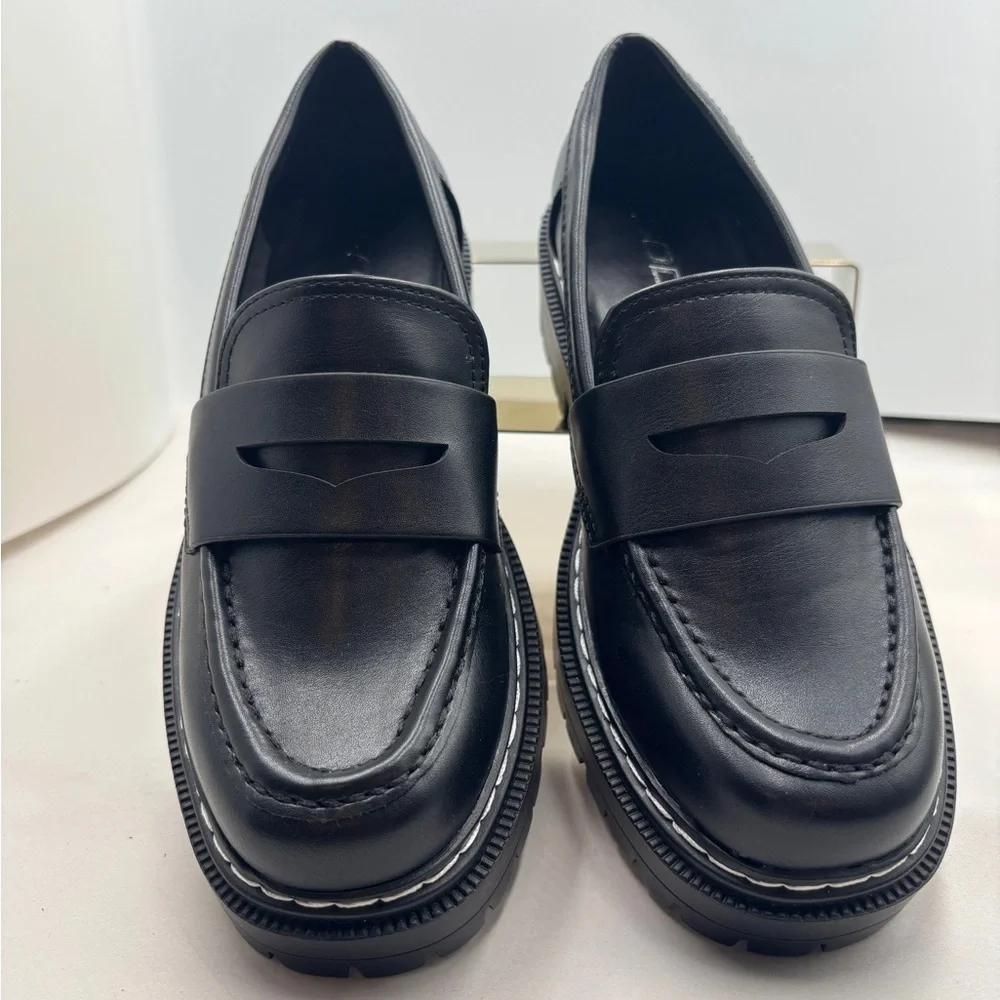 Soda Eurekas platform soho Women's Black Chunky slip on  Loafers
